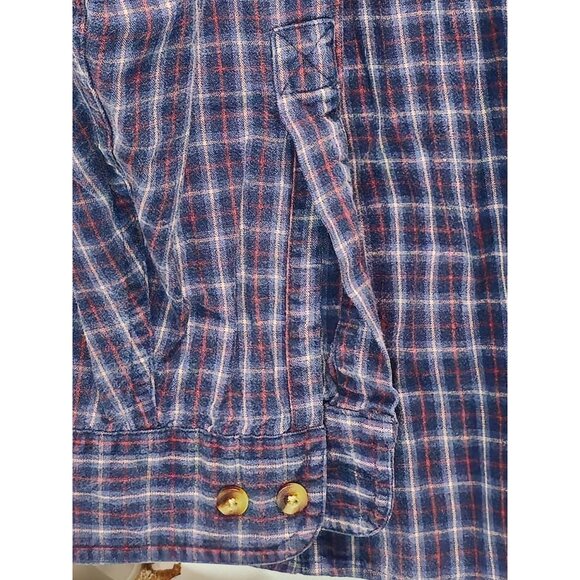 L.L.Bean Mens Plaid Long Sleeve Button-Down Shirt L 100% Cotton Blue/Red - Picture 6 of 12